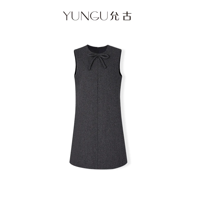 YUNGU允古【F32】【双12年终大促】绵羊毛毛呢显瘦背心连衣裙秋冬裙D