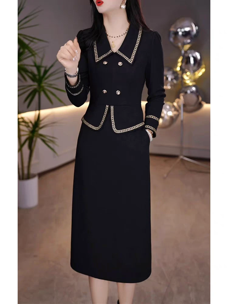 新款2025春秋减龄小香风公主领裙子气质收腰显瘦连衣裙长袖洋气