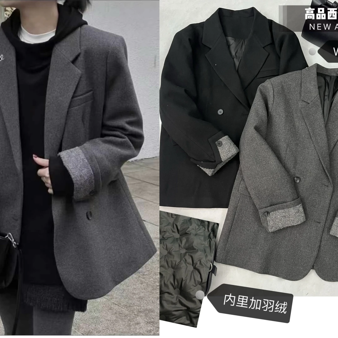 时尚潮流百搭西服羽绒外套967