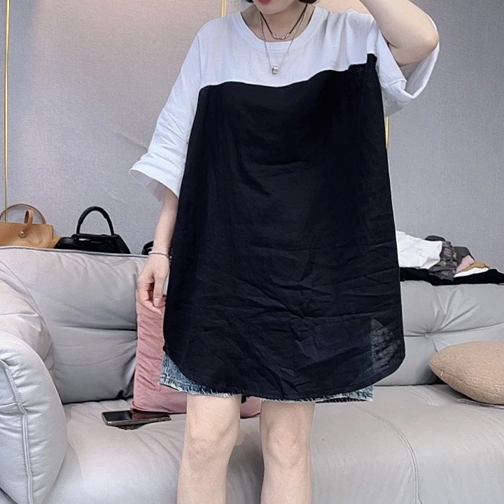 时尚潮流拼接套头短袖衬衣8235