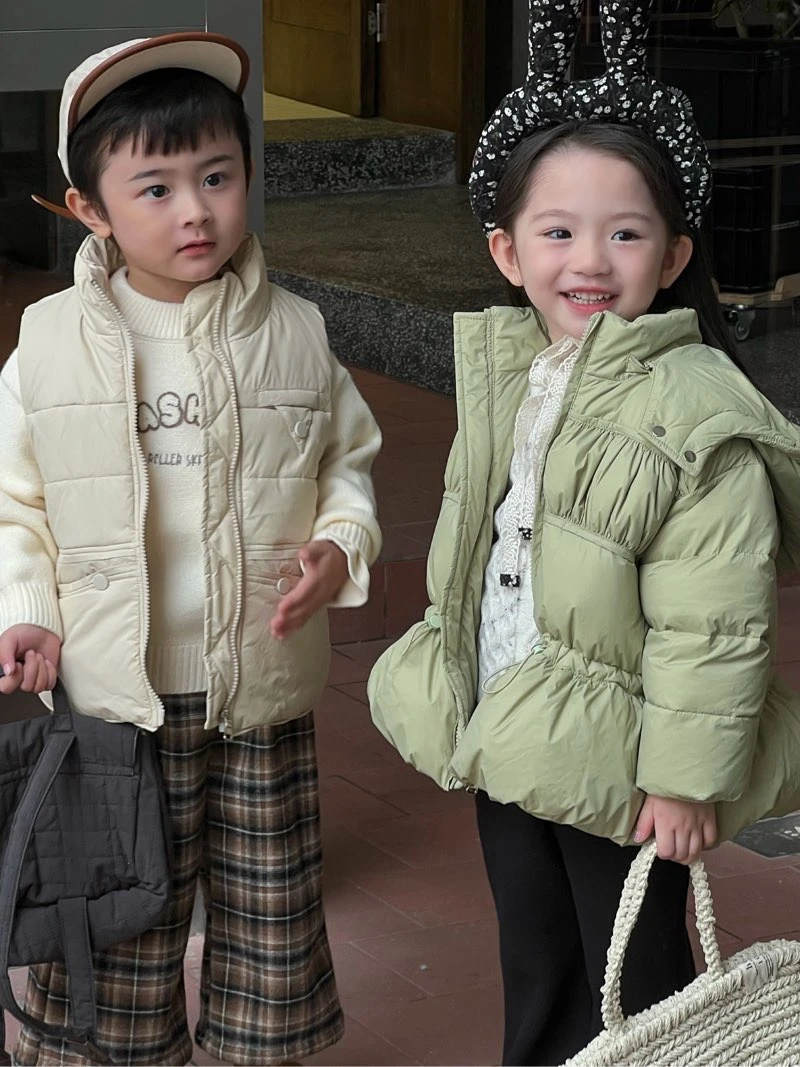 米家中长款花苞抽绳连帽羽绒服女童儿童