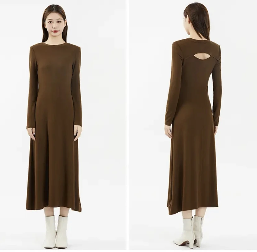 GIRDEAR/哥弟【冬日恋歌】简约显瘦保暖纯色长袖连衣裙1500505气质