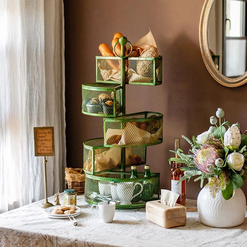 掬涵铁艺多功能旋转置物架落地多层花架储物收纳架整理盒神器