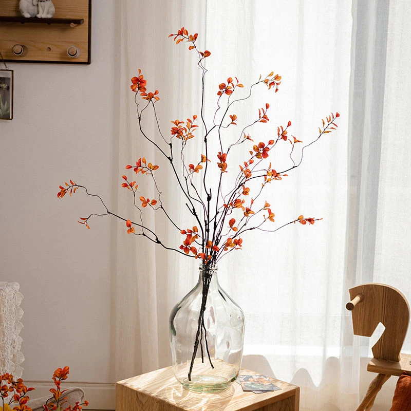 【花艺】掬涵秋意仿真花串串金枫叶北欧现代干花树枝发财果串禅意