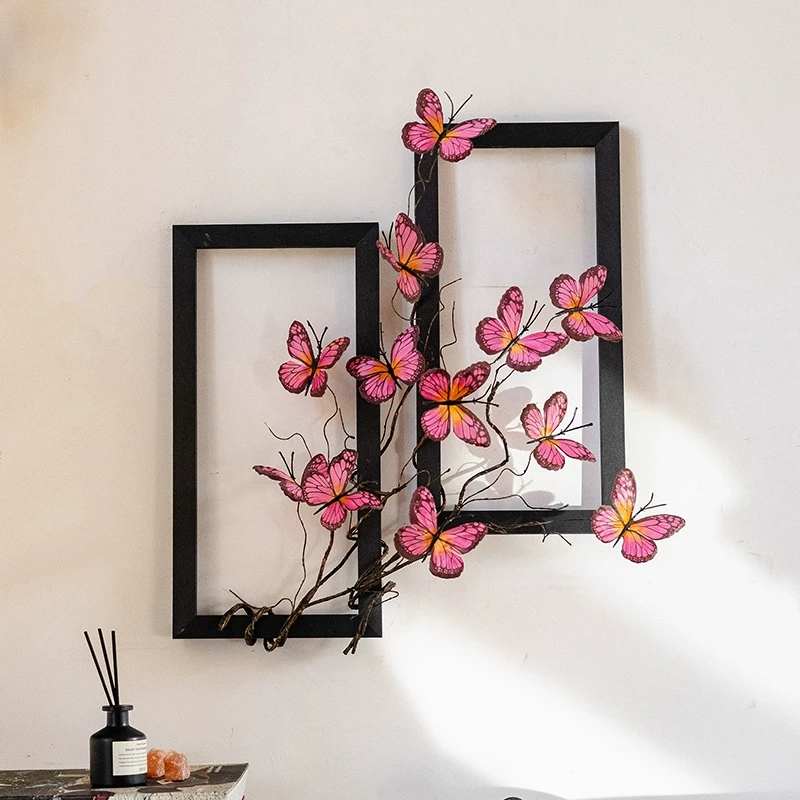 【推荐】仿真蝴蝶侘寂风墙饰中式客厅壁画背景墙挂画装饰品