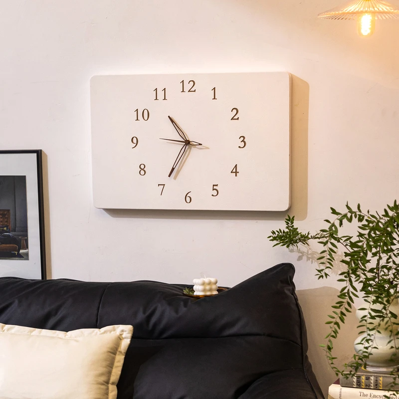 掬涵电表箱装饰画带钟表实木配电箱遮挡简约挂钟免打孔遮丑挂画