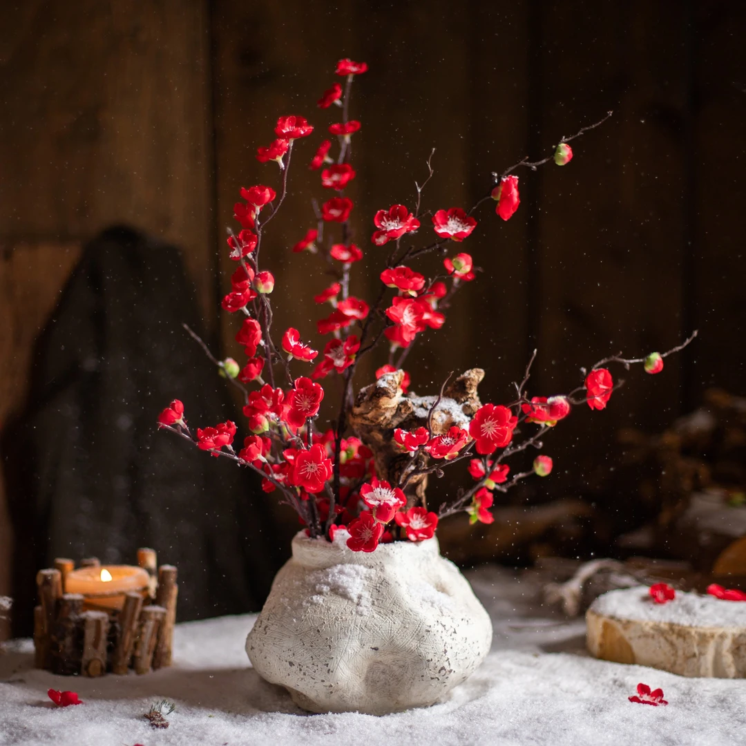 掬涵中式仿真梅花枝腊梅假花干花桌面摆设家居客厅玄关装饰花摆件