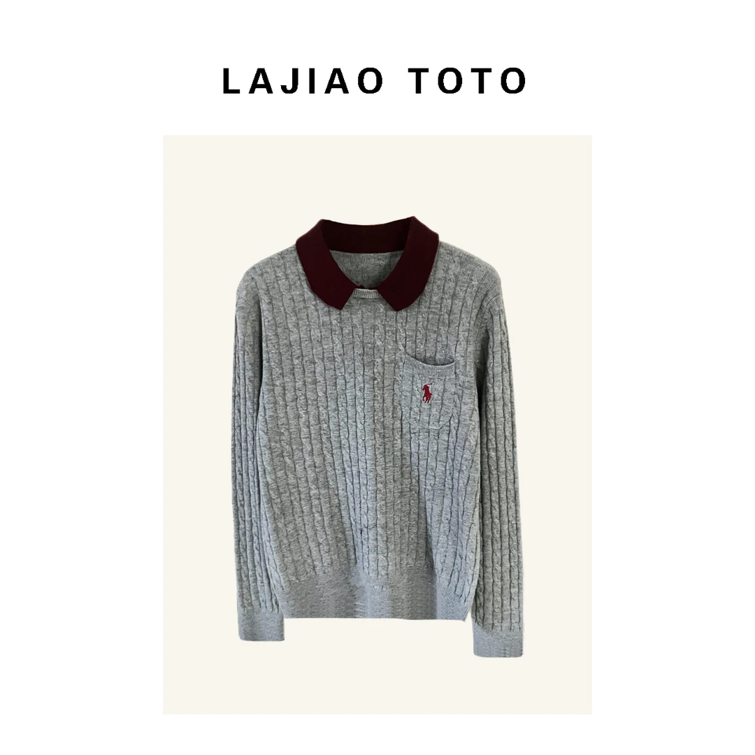 LAJIAO TOTO【刺绣保保】舒适感休闲宽松款女百搭长袖羊毛衫#84116