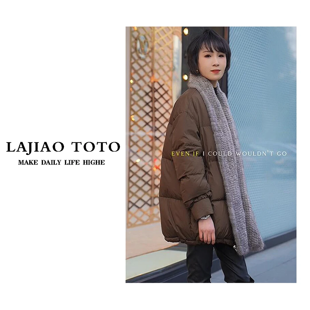 LAJIAO TOTO【富贵娇人】水貂围巾休闲国风加厚轻奢鹅绒外套#LJ3068