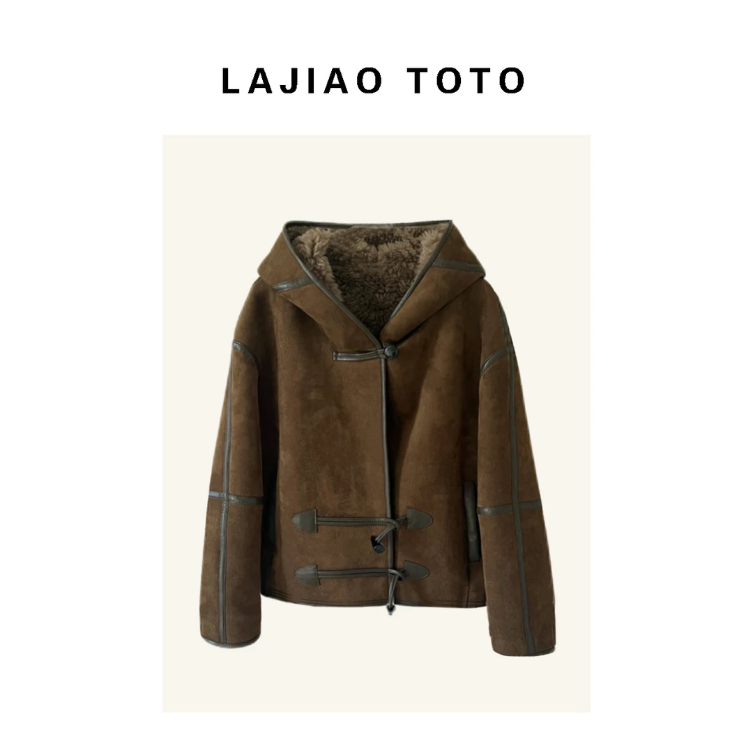 LAJIAO TOTO【连帽一体】秋冬羊羔毛气质高级保暖连帽外套#81132