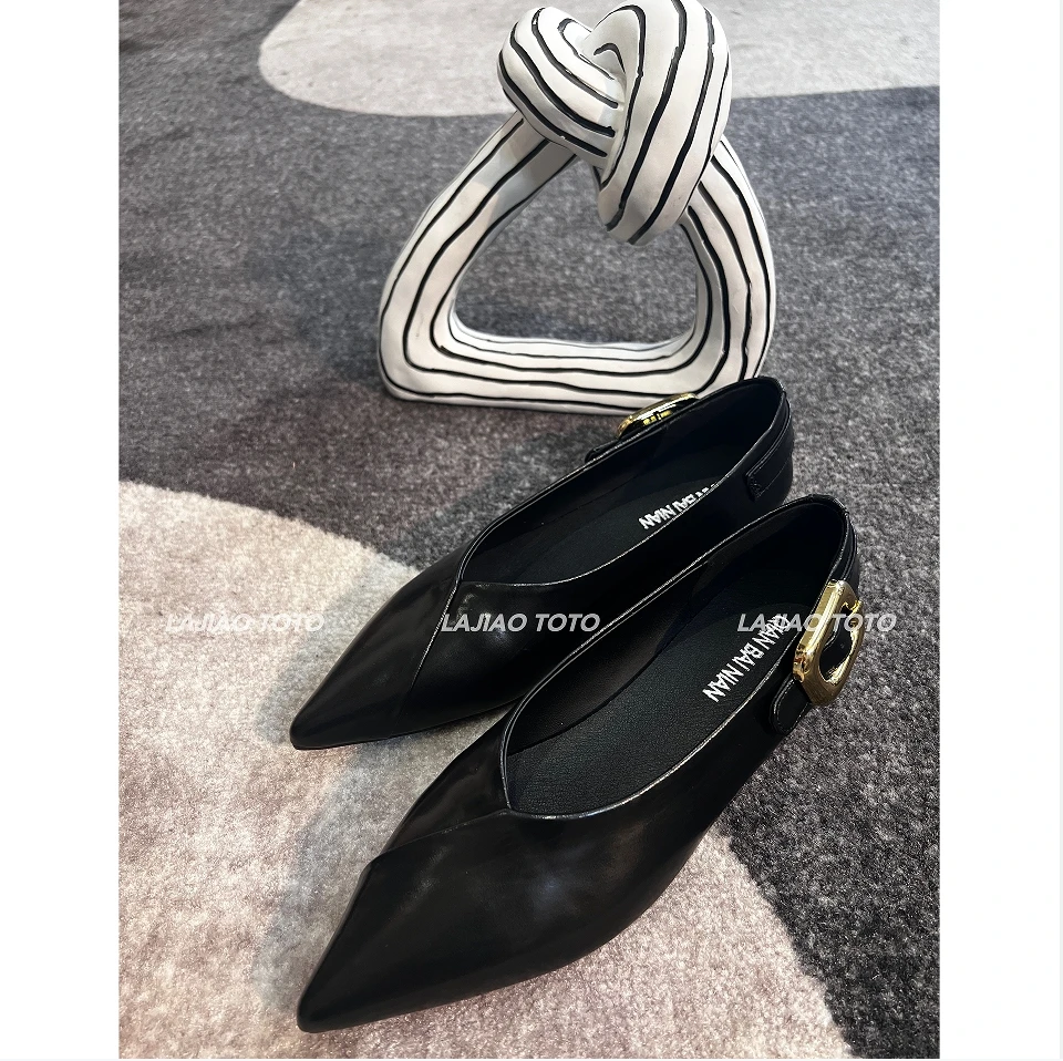 辣椒姐【女巫鞋】轻奢老钱风夏尖头胎牛皮法式浅口单鞋#WX2417