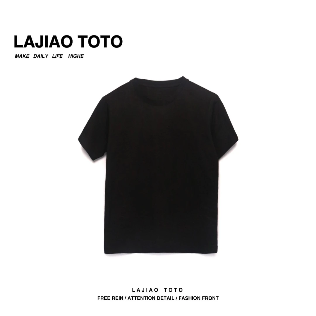 LAJIAO TOTO【刺绣双B】春夏季字母简约百搭外穿休闲短袖T恤#LJ7001