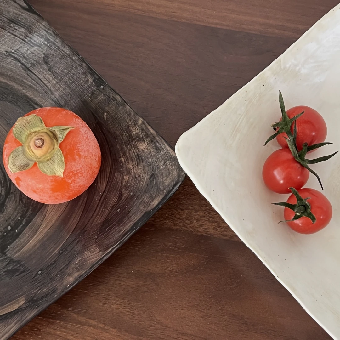 兮陶 手塑 方盘（直径：21cm）021