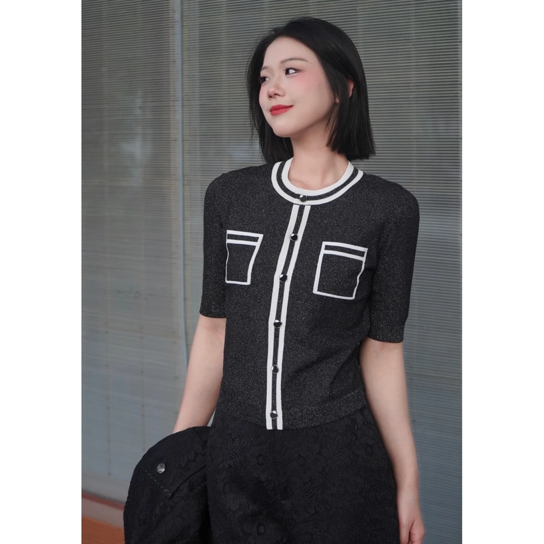 【哥弟】气质休闲百搭冰丝小香风开衫上衣时尚1499200-1T26511-033