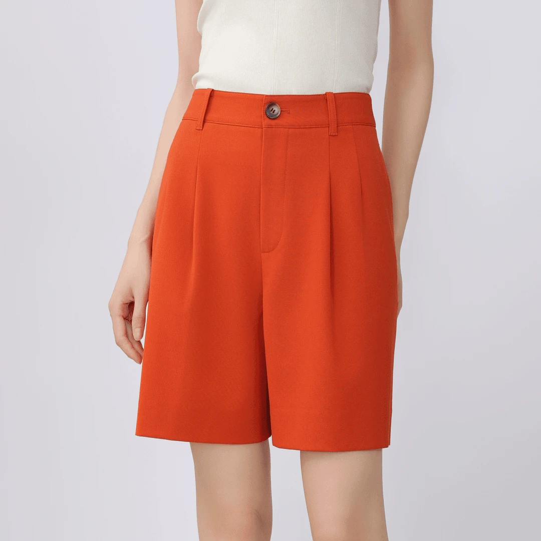 GIRDEAR/哥弟舒适轻职场高腰百搭显瘦简约时尚夏季短裤女1100539