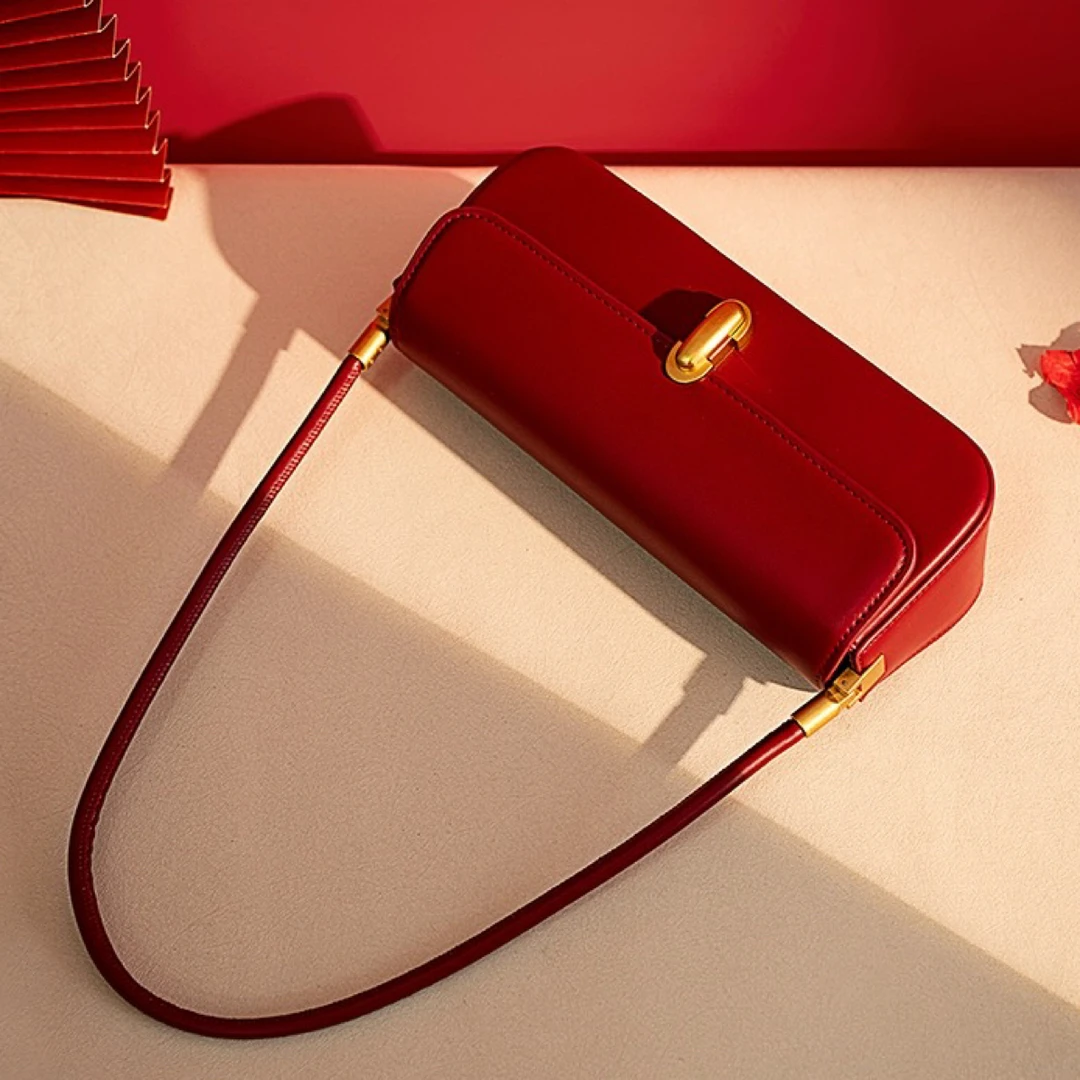 红色包包法棍包女平时可用小众工厂通勤腋下单肩新娘婚包礼物