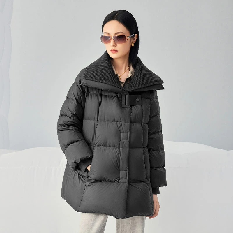 PB-326鹅绒羽绒服女短款2024冬新款韩版加厚保暖连帽休闲外套中戏