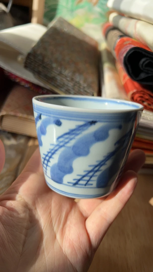 青花主人杯口径8厘米