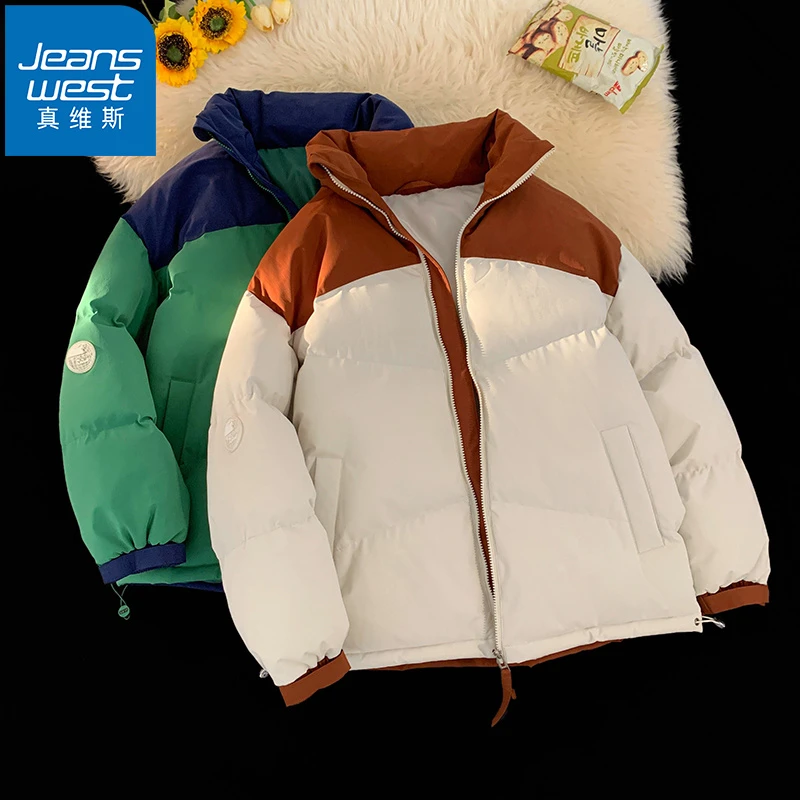 Jeanswest/真维斯棉服男士冬季宽松百搭潮流运动加厚保暖棉衣外套