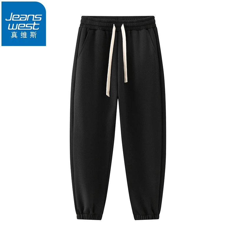 Jeanswest/真维斯裤子男款春夏季纯色百搭宽松束脚男裤运动休闲裤