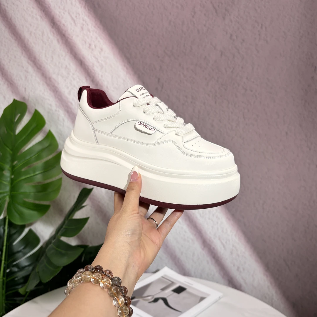 【7公分】百搭简约小白鞋2025春秋新款小个子厚底时尚运动板鞋子