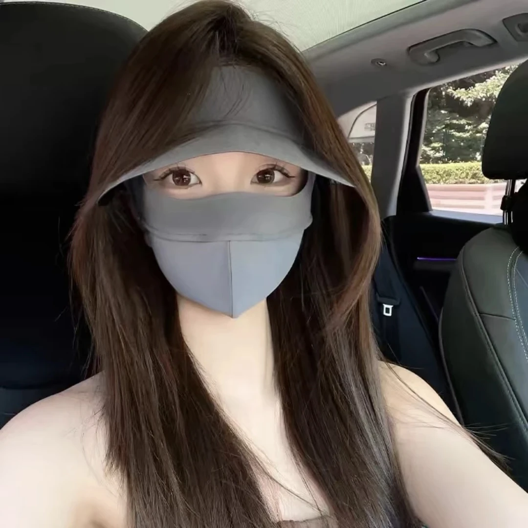 遮全脸防晒面罩口罩女防紫外线脸罩夏防晒帽子一体开车冰丝脸基尼