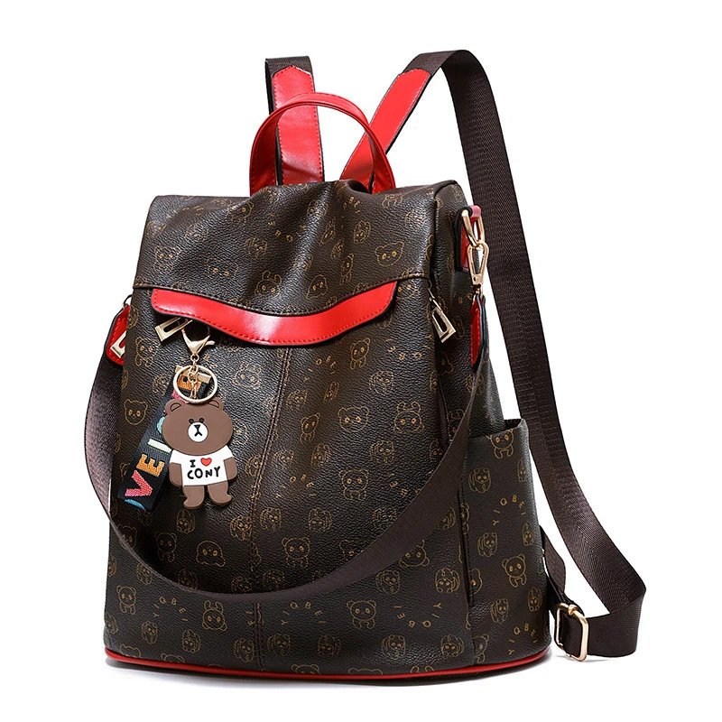 双肩包2025新款时尚百搭背包爆款单肩包多功能书包韩版印花学生包