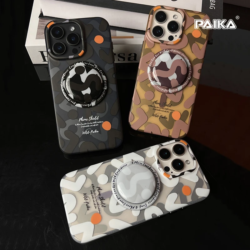 新款涂鸦苹果16磁吸手机壳炫酷气囊支架苹果16promax磨砂保护套15