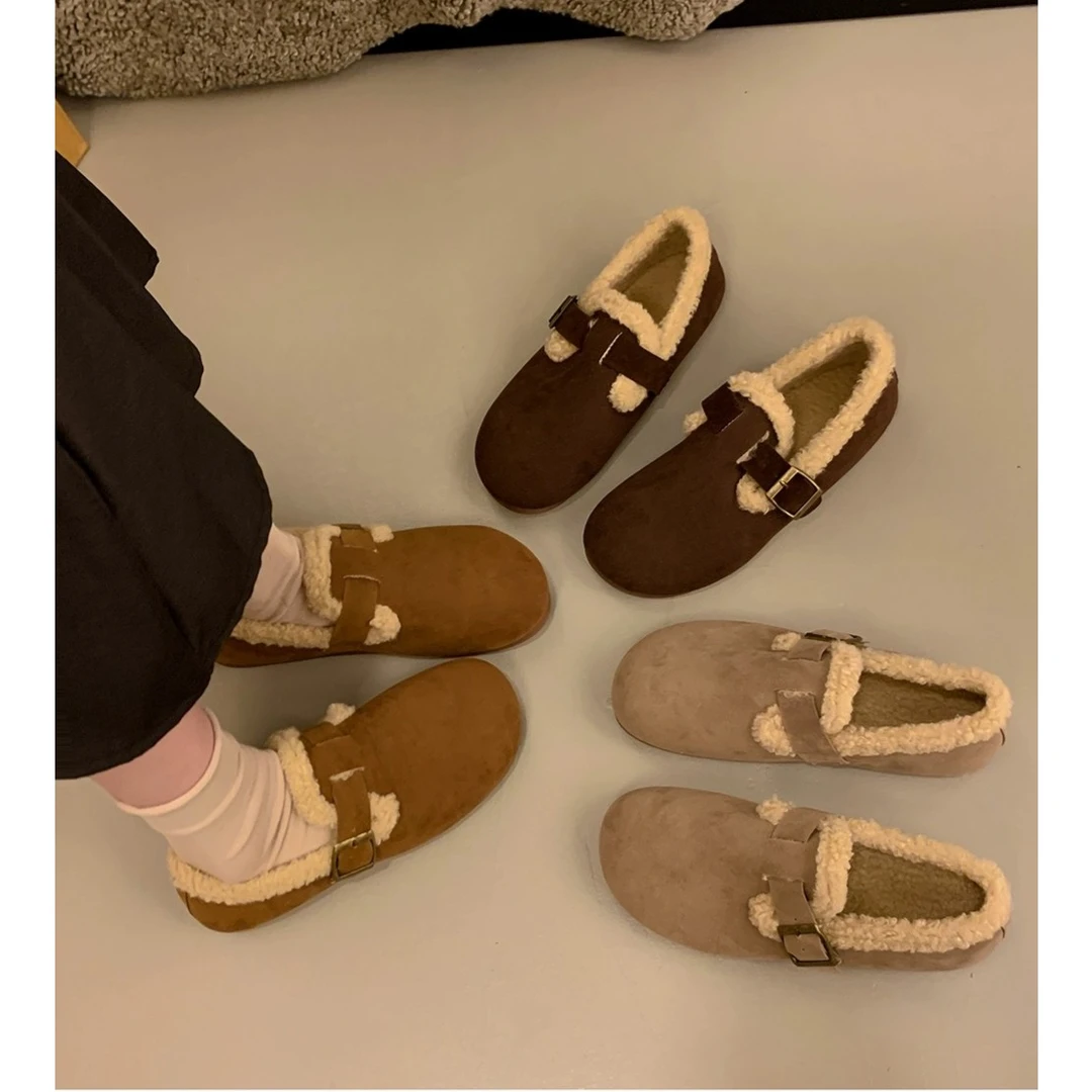 【送运费险】加绒保暖博肯鞋子韩版休闲复古加厚平底奶奶鞋M1287