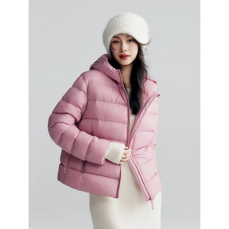 初棉反季【舒芙蕾】零压超轻连帽办公室90白鸭绒羽绒服347615024