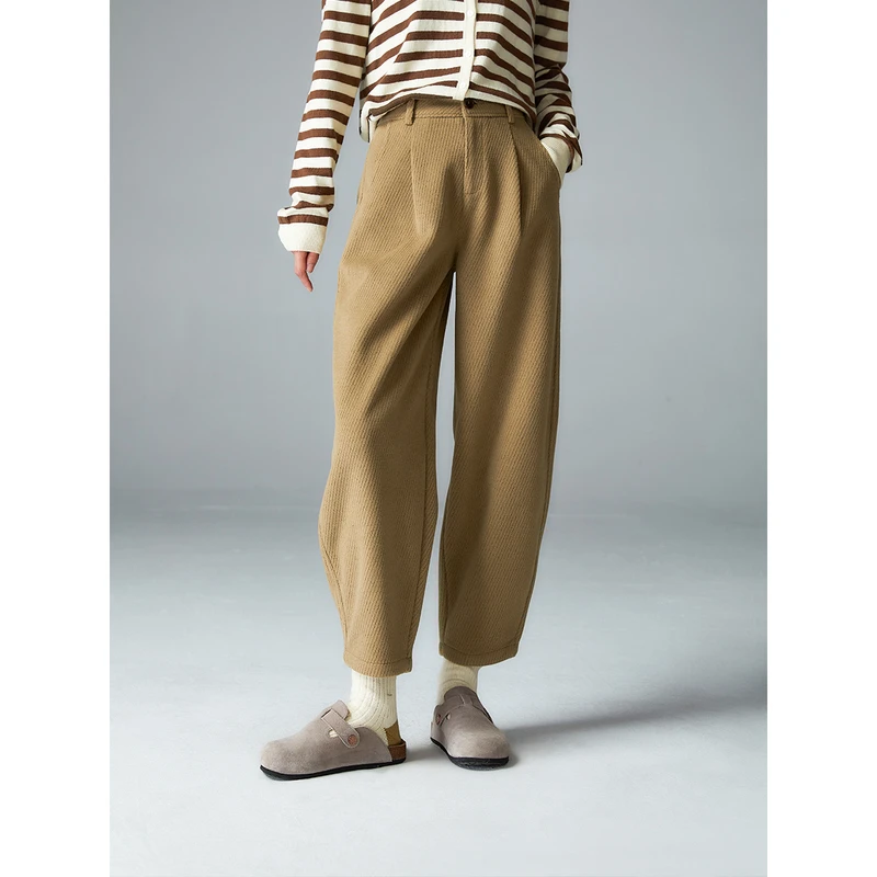 初棉阿娇【镰刀裤】复古立体粗斜纹弹力免烫加厚休闲裤346618032