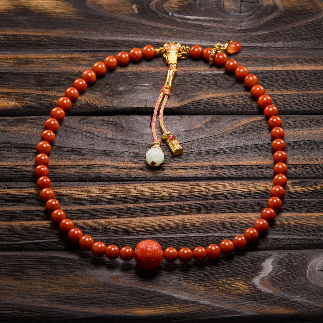 珠宝925银天然南红双圈手链多样性发货