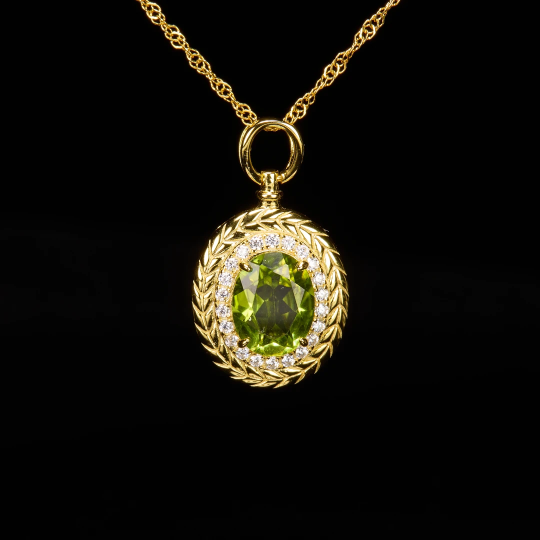 珠宝925银橄榄石麦穗吊坠含链多样性发货