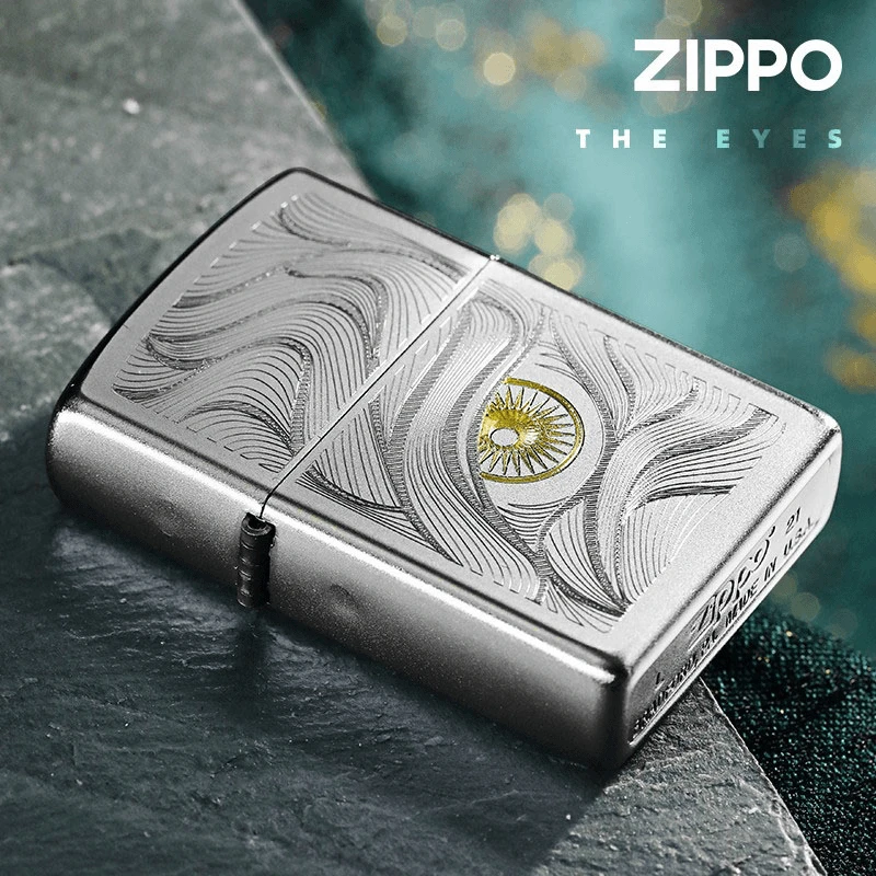 ZIPPO秋水含情原装正品波纹雕刻纹理图案简约送礼男友煤油打火机