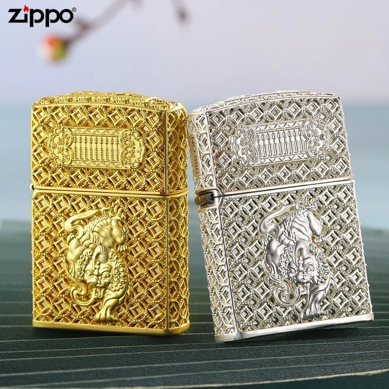ZIPPO打火机花丝珐琅银尊雷霆貔貅礼物男正品防风煤油个性打火机