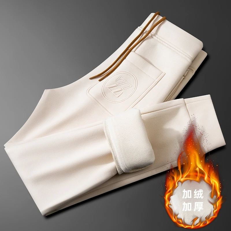 轻奢秋冬高端太空棉舒适休闲运动裤男修身刺绣字母束脚男士卫裤潮