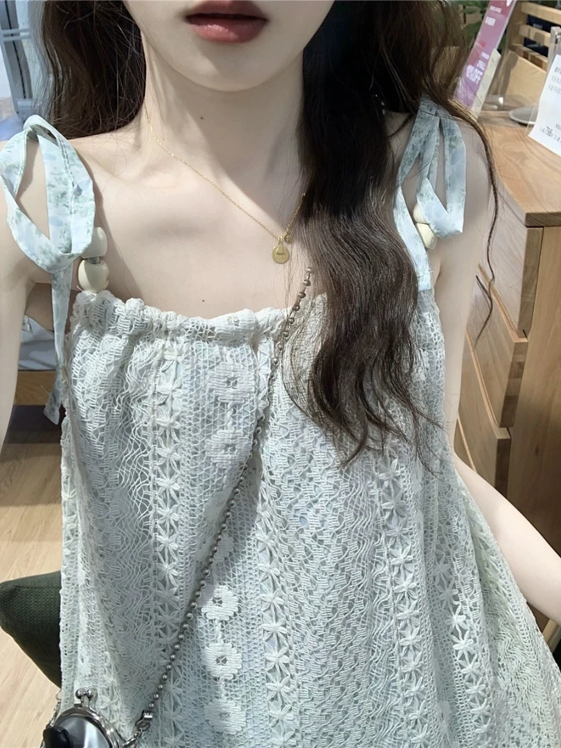 海边度假风女装连衣裙蕾丝碎花夏季甜美温柔吊带裙设计感纯欲