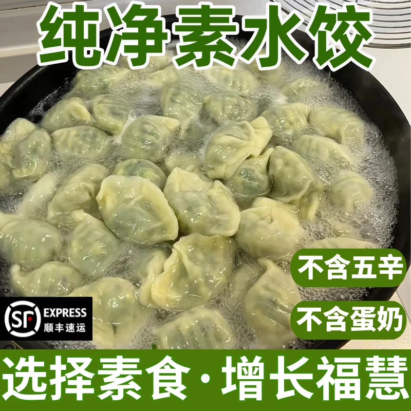 纯净素水饺全素馅手工饺子不含五辛蛋奶速食品佛家茴香馅素斋饺子