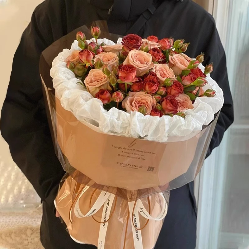 卡布奇诺玫瑰花束鲜花速递同城配送上门附近花店闺蜜生日礼物团购