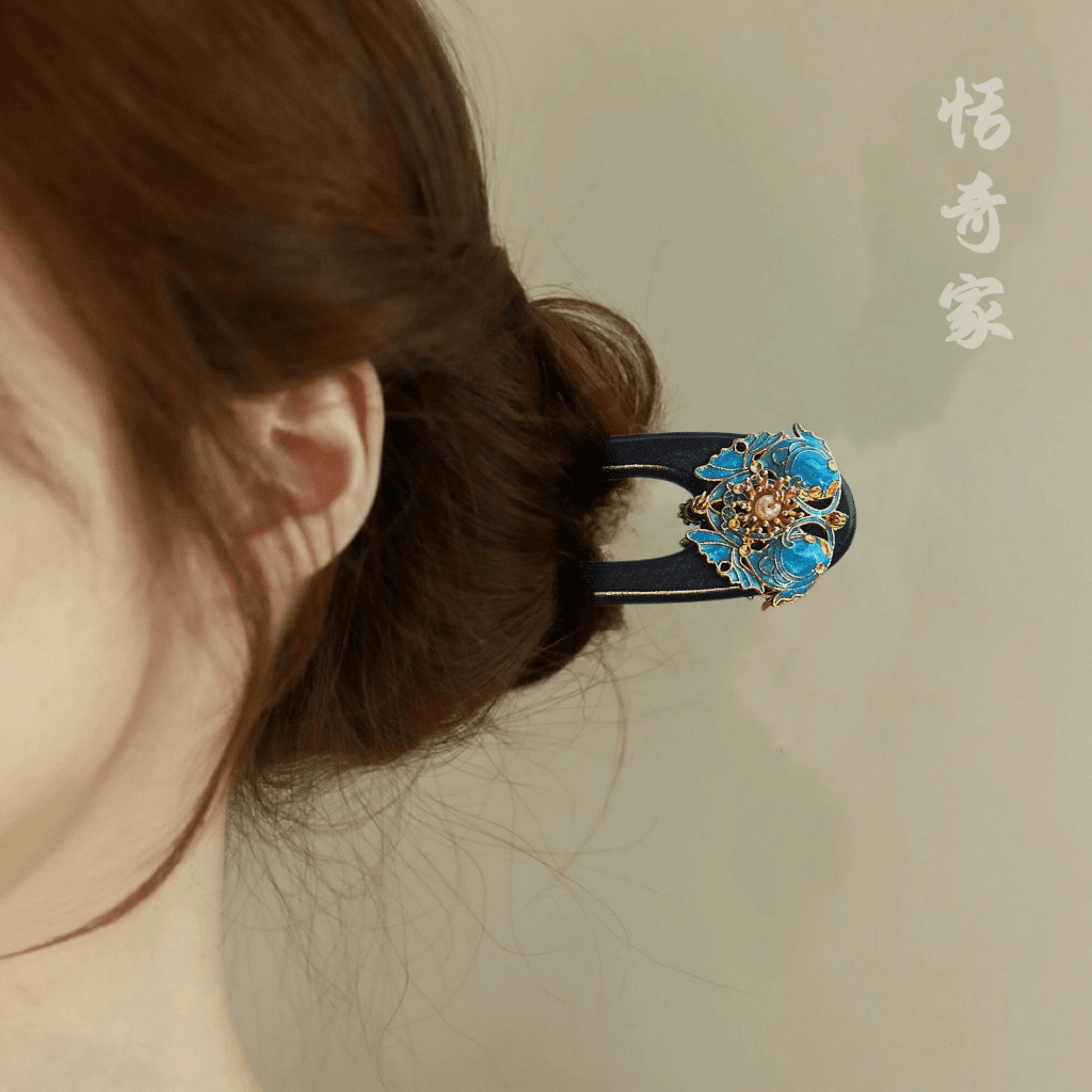 恬奇家a721“双鱼双钗“高定双面烧蓝工艺发簪发钗古典日常百搭简约