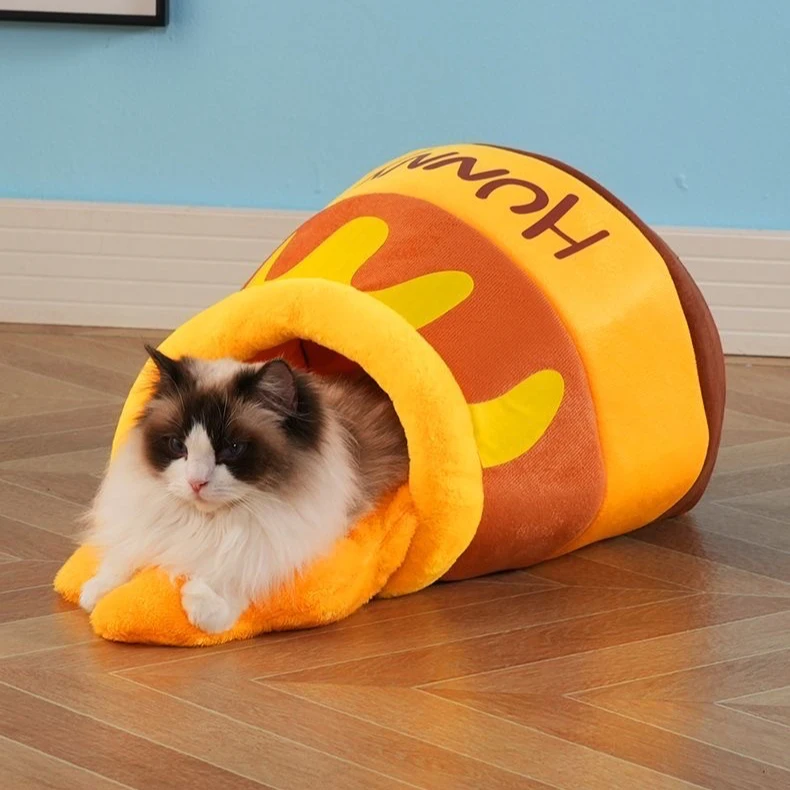 猫窝蜂蜜罐猫窝可爱卡通秋冬季加厚保暖封闭式猫咪可拆洗宠物用品