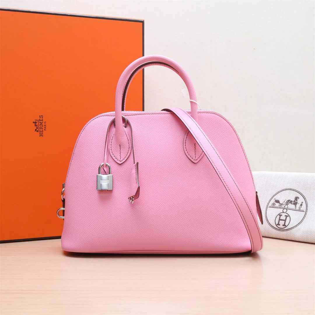 99新 Hermes/爱马仕 小花6欢 保龄球包 25 樱花粉 Ep皮 Z刻 包
