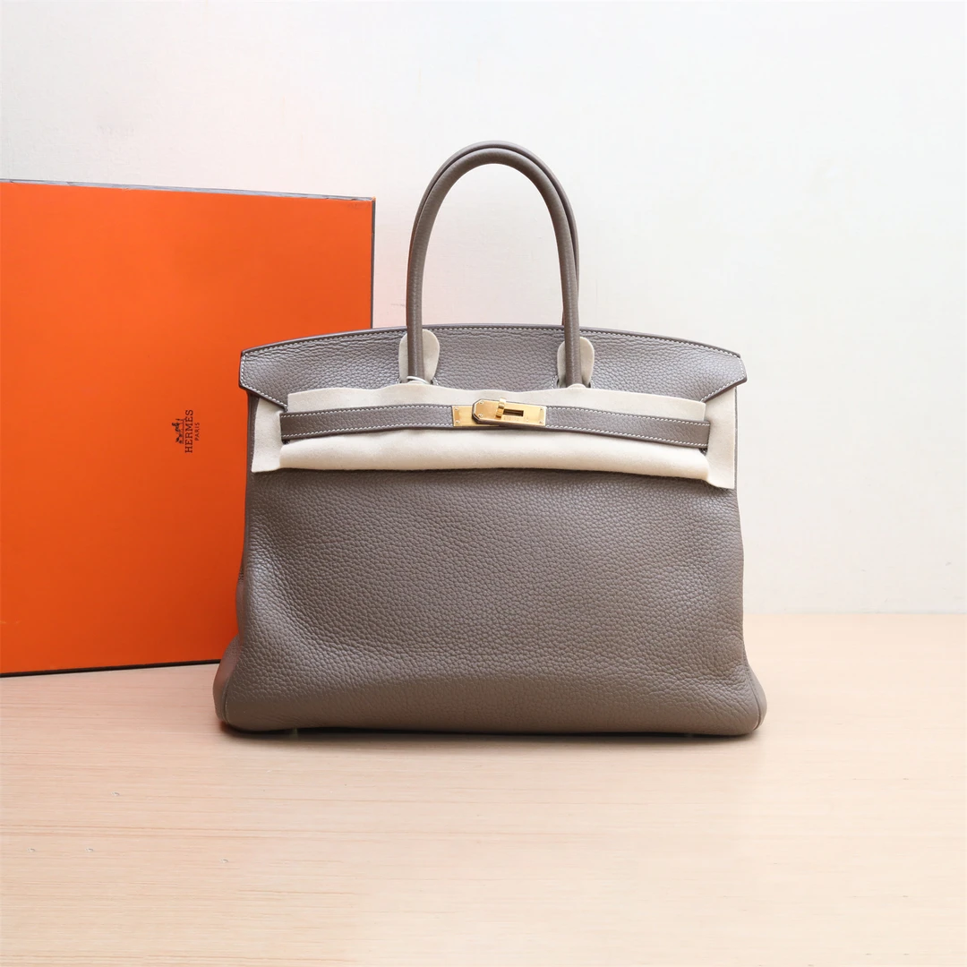 99新 Hermes/爱马仕 【小花Han】Birkin 35 大象灰 TC皮 T刻 包