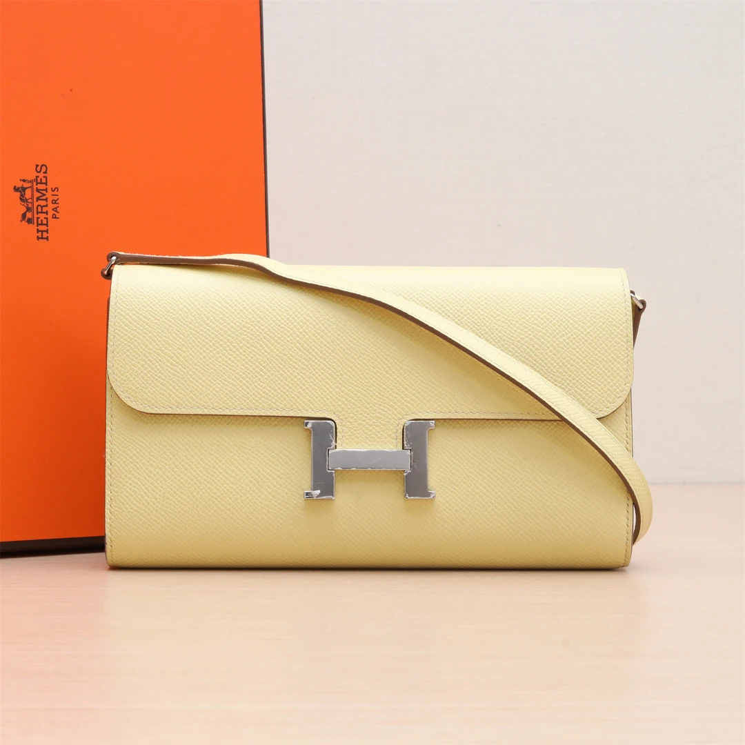 99新 Hermes/爱马仕 【小花Han】康康 TO GO 钱包 小鸡黄 Z刻 银扣