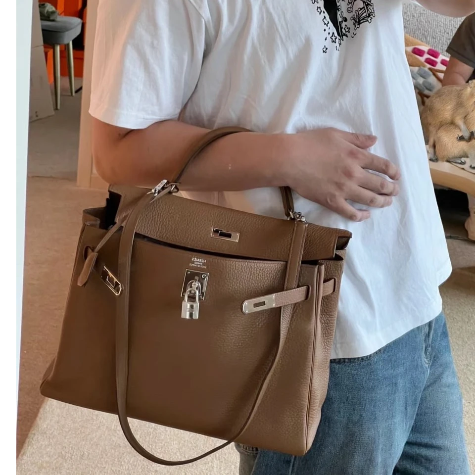 99新 Hermes/爱马仕 【小花Han】Kelly 35 栗子色 Tg皮 框O 包