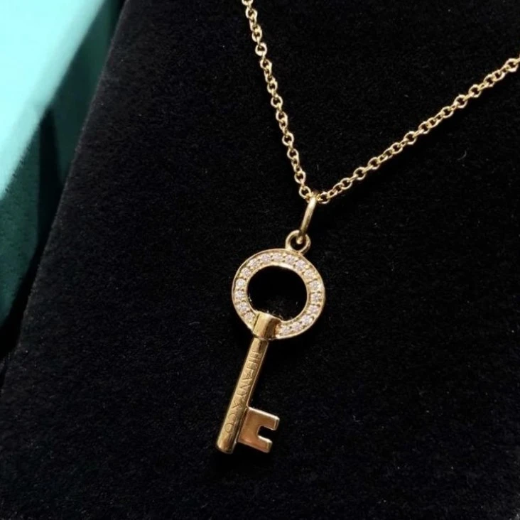 99新 Tiffany & Co./蒂芙尼 小花6枫keys 圆形镂空钥匙