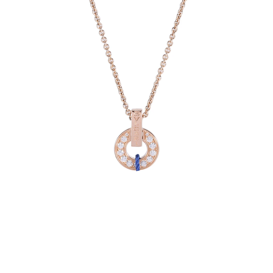 99新 BVLGARI/宝格丽 小花6欢 铜钱 满钻 项链 18K玫瑰金