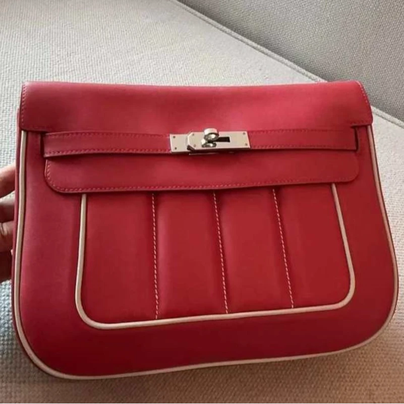 99新 Hermes/爱马仕 小花6枫 berline 28 石榴红 包