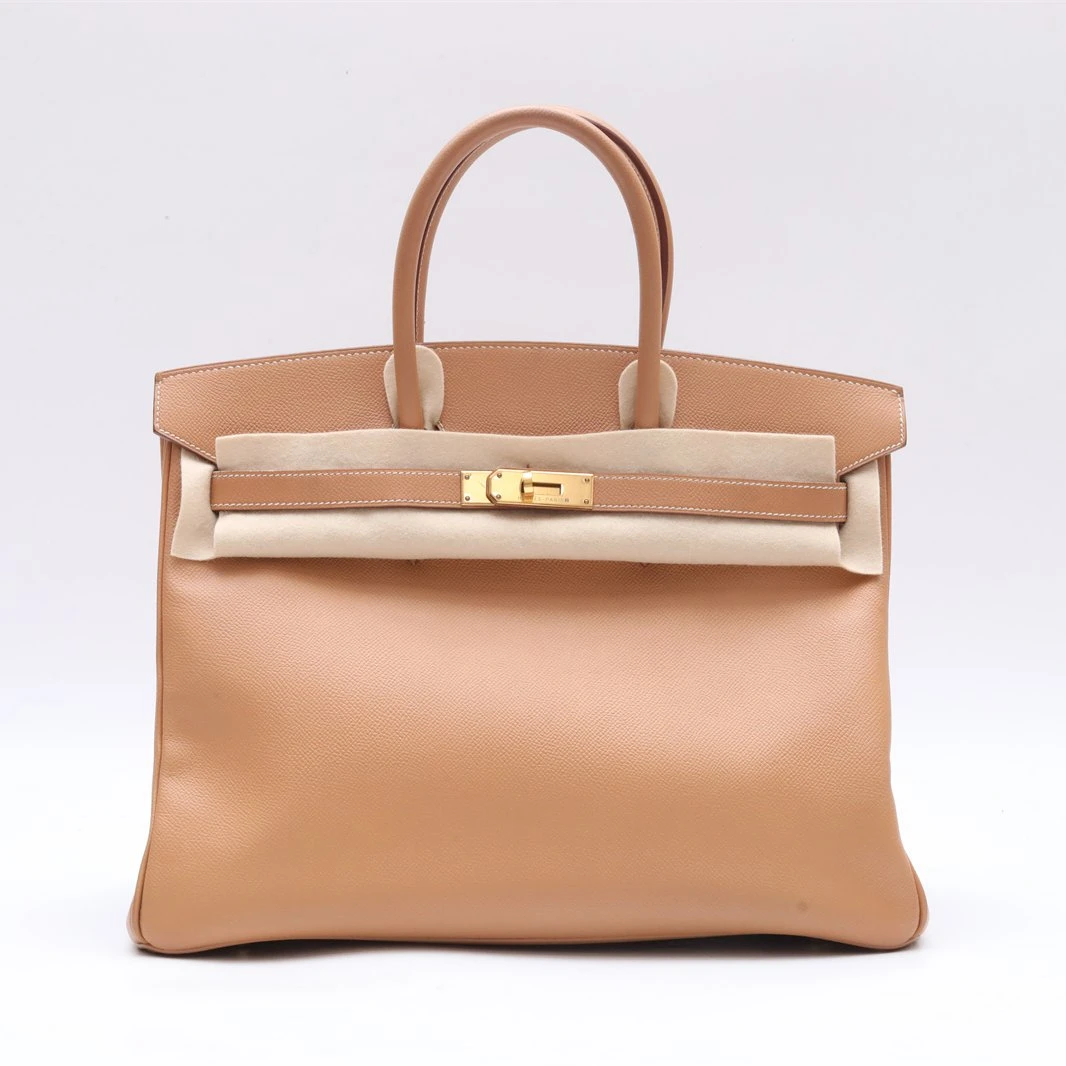 99新 Hermes/爱马仕 小花6枫Birkin 35 沙滩金 Epsom皮 框C 金扣
