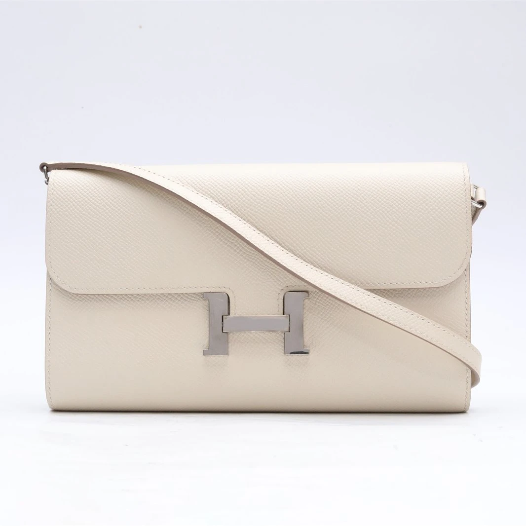 99新 Hermes/爱马仕 小花6欢 康康 Long To Go 奶昔白 Z刻包